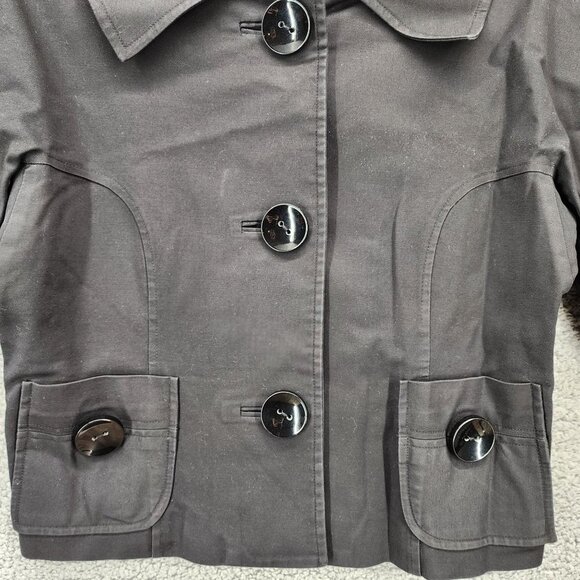 Context Women's Size 16 Black Short‎ Sleeve Big Buttons Collared Blazer Jacket - Picture 5 of 10